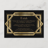 jaren '20 Deco Zwart Goud Bruiloft Details Informatiekaartje (Voorkant)