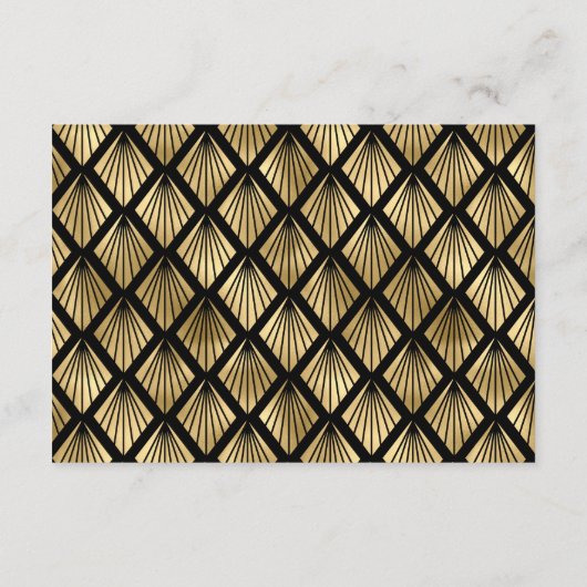 jaren '20 Deco Zwart Goud Bruiloft RSVP Informatiekaartje (Achterkant)
