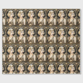 Jaren 20 flapper girl great gatsby zwart goud fees cadeaupapier (Vlak)