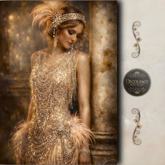 Jaren 20 Flapper Goud Glam Decoupage Tissuepapier