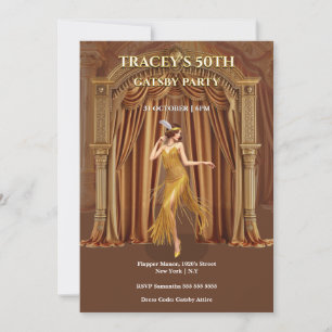 Jaren 20 Gatsby 50e verjaardagsuitnodiging Kaart