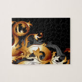 jaren '20 grote bloeit gatsby zwarte en bladgoud legpuzzel (Horizontaal)