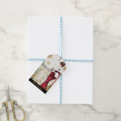 jaren '20 Vrouw in rode winterjurk Cadeaulabel (Met Touw)