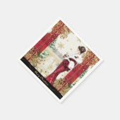 jaren '20 Vrouw in rode winterjurk Servet (Hoek)