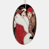  jaren '20 Vrouwen in Winterjassen Keramisch Ornament (Rechts)