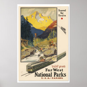 Jaren 30 Bezoek de nationale parken in het verre w Poster