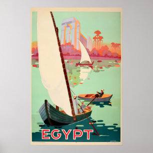 Jaren 30 “Egypte” Nijl Rivier Vintage Stijl Reis Poster