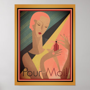 jaren '30.Frans, Art Deco, Pour Moi Perfume Poster