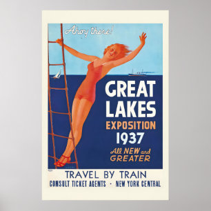 Jaren 30 Great Lakes Expositie Cleveland Antiek Poster