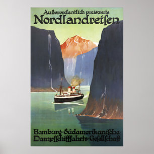 Jaren 30 Noorwegen Fjord Reisposter Vintage Cruise Poster