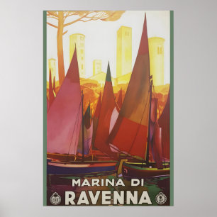 Jaren 30 Ravenna Italië Kleurrijke Vintage Stijl R Poster