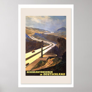 Jaren 30 “Rijksautowegen in Deutschland” Vintage Poster