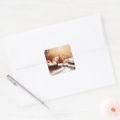  jaren '30 Winter Country Scene Vierkante Sticker (Envelop)