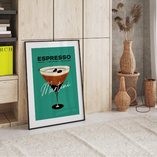  jaren '40 Espresso Martini Cocktail Art Poster
