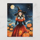  jaren 40 Halloween Schattigee heks Briefkaart (Voorkant)