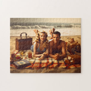 Jaren 40 Strandliefde Kust Strand Romantiek Legpuzzel