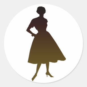 jaren '50 Dame Ronde Sticker