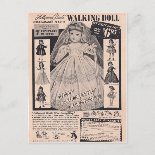 jaren '50 die de Bruid van Hollywood van Doll Briefkaart (Voorkant)