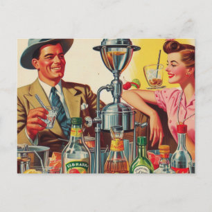  jaren '50 Drinken Illustratie Briefkaart