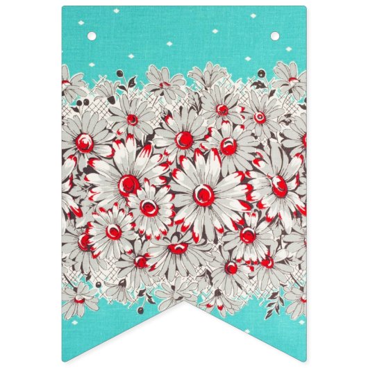 jaren '50  grens print madeliefjes vlaggetjes (Tweede vlag)