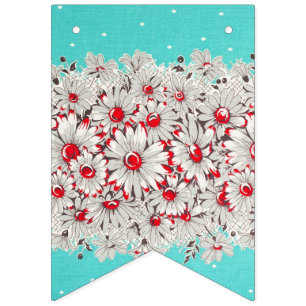 jaren '50 grens print madeliefjes vlaggetjes