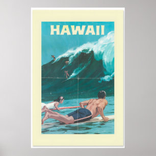Jaren 50 Hawaii Surfen Reisposter in Vintage Stijl Poster