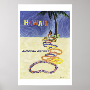 Jaren 50 Hawaiiaans Meisje Vintage Stijl Luchtvaar Poster