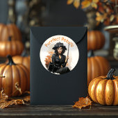 jaren 50 heks met zwarte katten Halloween Ronde Sticker