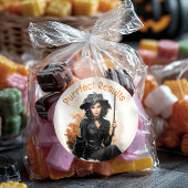 jaren 50 heks met zwarte katten Halloween Ronde Sticker