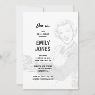 jaren '50 Huisvrouw Vrijgezellenfeest Kaart