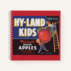 Jaren 50 Hyland Kids Washington Appels label afdru Notitieboek