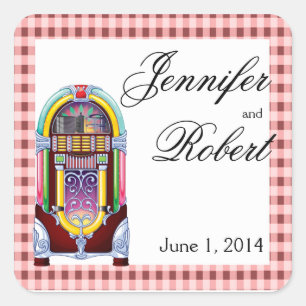 jaren '50  Jukebox Envelope Seal Vierkante Sticker