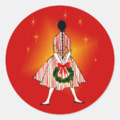  jaren 50 Kerstmeisje Ronde Sticker (Voorkant)