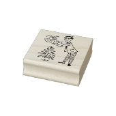 jaren 50 Man met Cadeaus en kerstboom Rubberstempel (Stempel)