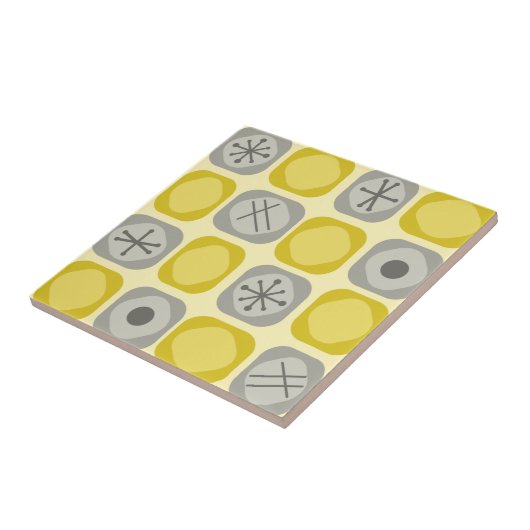 jaren '50: Meerkleurige kunstkubussen Geel grijs Tegeltje (Zijkant)