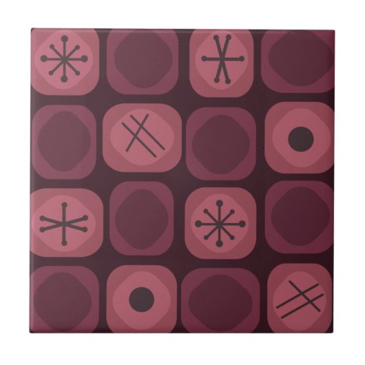 jaren '50: Mod Art Soft Cubes Bourgogne Tegeltje (Voorkant)