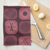 jaren '50: Mod Art Soft Cubes Bourgogne Theedoek (Quarter Fold)