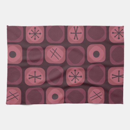 jaren '50: Mod Art Soft Cubes Bourgogne Theedoek (Horizontaal)