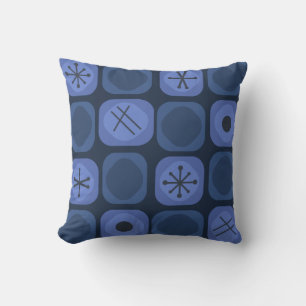 jaren '50: 'Mod Art Soft Cubes Navy Blue' Kussen