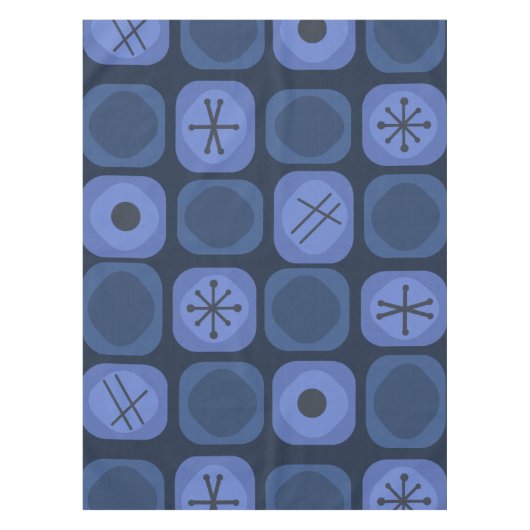 jaren '50: 'Mod Art Soft Cubes Navy Blue' Tafelkleed (Voorkant)