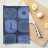 jaren '50: 'Mod Art Soft Cubes Navy Blue' Theedoek (Quarter Fold)