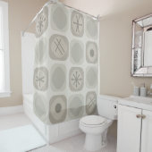 jaren '50: 'Mod Art Soft Cubes Taupe' Douchegordijn (In situ)
