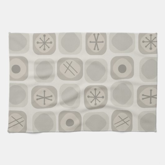 jaren '50: 'Mod Art Soft Cubes Taupe' Theedoek (Horizontaal)