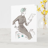 jaren '50 Mode - Groet of Notecard Kaart (Gele Bloem)