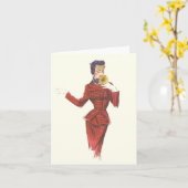 jaren '50 Mode - Nota of Wenskaart Kaart (Gele Bloem)