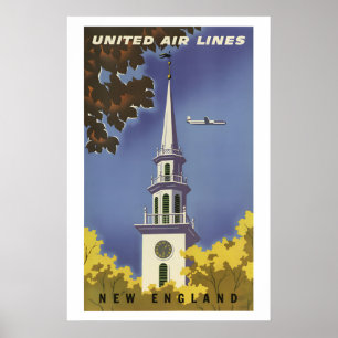 Jaren 50 New England in de herfst Reis in vintage Poster