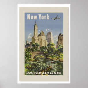 Jaren 50 New York Central Park Reizen in Retro Sti Poster