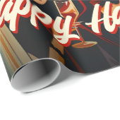  jaren 50 Oranje en zwarte Mid-Century Halloween Cadeaupapier (Rol Hoek)