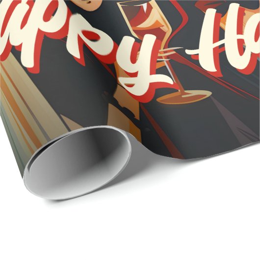  jaren 50 Oranje en zwarte Mid-Century Halloween Cadeaupapier (Rol Hoek)