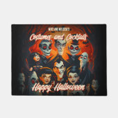 jaren 50 Oranje en zwarte Mid-Century Halloween Deurmat (Voorkant)